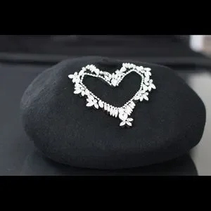Accessories | New Black Heart Rhinestones Woolen Beautiful  display picture 3